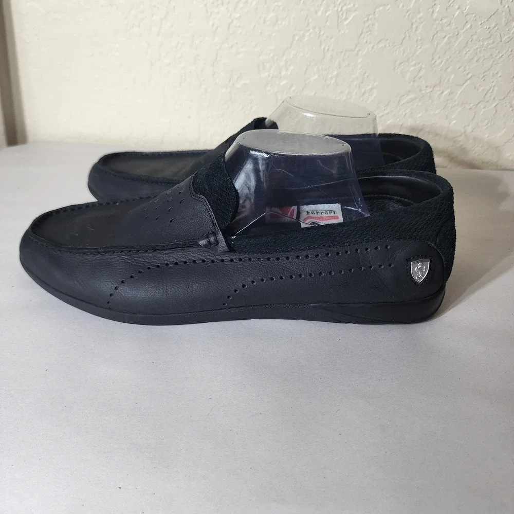 Puma Ferrari Mens Black Leather Driving Loafers Shoes US 12 050140800